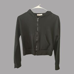 Black cropped zip-up